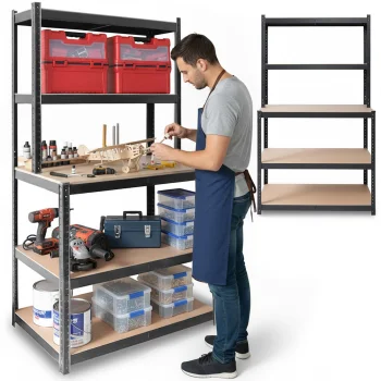 Humberg HR-855 metāla plaukts / darbagalds, 180x100x60 cm, melns