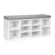 ModernHome WYJ-015 apavu skapis ar sēdekli, 10 plaukti, balts