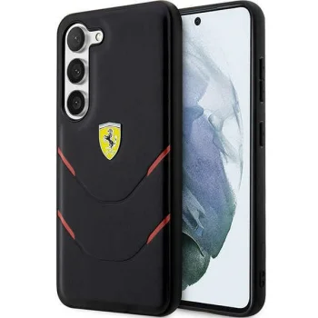 Ferrari Hot Stamp Lines aizmugurējais vāciņš Samsung Galaxy S23+, melns