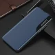 Atverams vāciņš Hurtel Eco Leather View Case tālrunim Poco M4 Pro 5G ar statīvu, zils