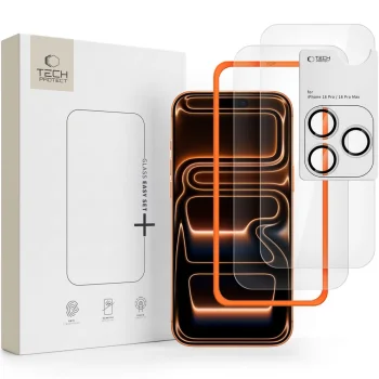Aizsargstikls Tech-Protect Easy Set+ iPhone 18 Pro ekrānam un kamerai (2+1 gab.)