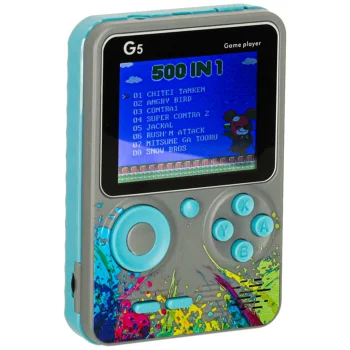 Pārnēsājama retro spēļu konsole, 500 spēles, pelēka