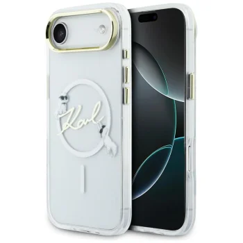 Karl Lagerfeld IML Choupettes Karl Script Logo MagSafe vāciņš iPhone Air, caurspīdīgs