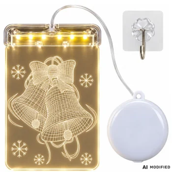 LED Ziemassvētku loga dekorācija Zvaniņi, 6 LED, ar baterijām