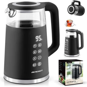 Berdsen BD-707 elektriskais tējkanna 1.7L ar temperatūras kontroli, melna