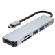 Tech-Protect V4 6-in-1 USB-C centrmezgls (HDMI, USB-A, SD/TF) - Pelēks