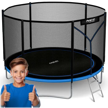 Neo-Sport Dārza batuts ar ārējo tīklu un kāpnēm 312 cm (10 ft)