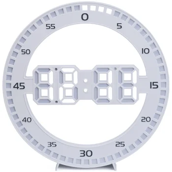 Elektroniskais LED pulkstenis ar modinātāju un termometru, balts