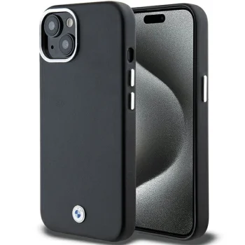 BMW iPhone 15 / 14 / 13 vāciņš Signature Wrapped Metal MagSafe, melns