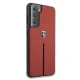 Ferrari Samsung Galaxy S21 vāciņš Off Track Leather Nylon Stripe, sarkans