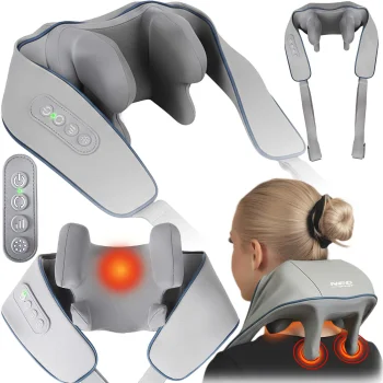 Neo-Sport NS-505 Bezvadu Shiatsu Masieris Kaklam un Mugurai ar Apsildi