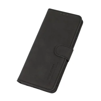 Nokia C10 / C20 KHAZNEH Lint Texture Leather Magnetic Flip Cover Shell Case, Black | Telefona Vāciņš Maciņš...