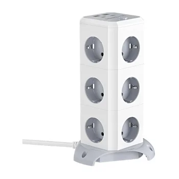 Vertikāls pagarinātājs BlitzWolf BW-EC3, 12 ligzdas, 2x USB-A, 2x USB-C, 1.8m