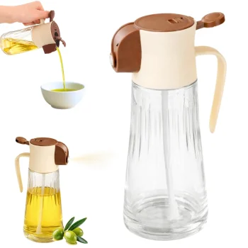 Stikla eļļas izsmidzinātājs un dozators 2-in-1 380ml, bēšs