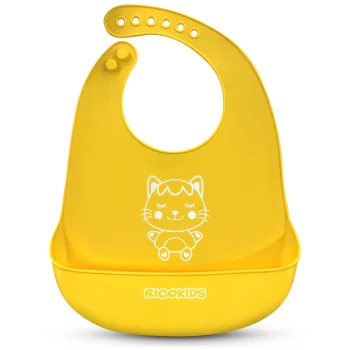 Ricokids silikona priekšautiņš ar kabatu, dzeltens