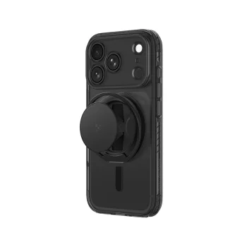 AmazingThing Titan Pro Pop Lens vāciņš priekš iPhone 18 Pro ar kameras aizsargu un statīvu, melns