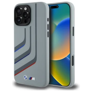 BMW Silicone Turning Lines MagSafe vāciņš iPhone 16 Pro Max, pelēks