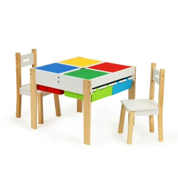 Ecotoys XKF002 koka bērnu mēbeļu komplekts: galds un 2 krēsli