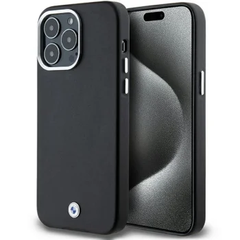 BMW iPhone 15 Pro Max vāciņš Signature Wrapped Metal MagSafe, melns