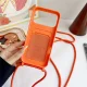 Silikona vāciņš iPhone 17 Pro / 18 Pro ar karšu kabatu un pleca siksniņu, oranžs