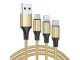 USB 3 vienā telefona vads ar Lightning, micro USB, Type-C, 1,2m, zelta