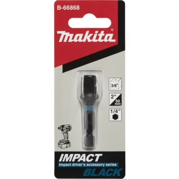 Makita B-66868 uzgaļu adapteris no 1/4" seškanta uz 3/8" četrstūri, 50 mm, melns