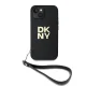DKNY iPhone 14 / 15 / 13 vāciņš Wrist Strap Stock Logo, melns