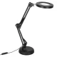 LED galda lampa ar lupu, regulējamu stiprinājumu un USB barošanu, melna