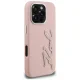 Karl Lagerfeld FW Grained Signature Logo iPhone 16 Pro vāciņš, rozā