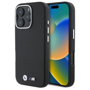 BMW M Edition Kevlar Wrapped Metal vāciņš iPhone 16 Pro Max, melns