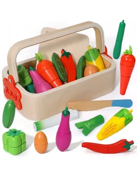 Bērnu Rotaļu Koka Griežamie Magnētiskie Dārzeņi Groziņā | Kids Toy Wooden Magnetic Vegetables