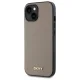 DKNY Grained Metal Logo MagSafe vāciņš iPhone 15 - Bēšs