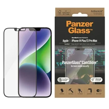 PanzerGlass Ultra-Wide Fit antibakteriāls rūdīts stikls ar kameras vāciņu un pozicionētāju iPhone 14 Plus / 13...