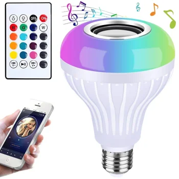 LED RGB spuldze E27 ar Bluetooth skaļruni un tālvadības pulti