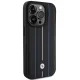 BMW Leather Stamp Blue Line vāciņš iPhone 15 Pro Max 6.7\", Black
