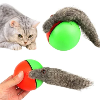 Rotaļlieta suņiem un kaķiem bēgošā bumba ar sesku, 8 cm