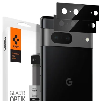 Google Pixel 7 Spigen Back Camera Lens Tempered Glass Protector 2 pcs., Black | Aizmugurējās Kameras Aizsargstikls 2...