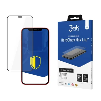 Apple iPhone 12 / 12 Pro Black Aizsargstikls uz Visu Ekrānu | 3MK Hard Glass Max Lite Tempered Fullscreen Protector
