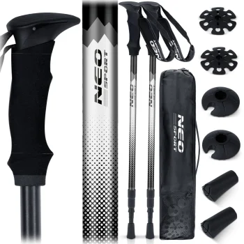 Neo-Sport NS-381 teleskopiskās trekinga nūjas 65-135 cm, melnas
