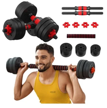 4Fizjo regulējamas bitumena hanteles ar stieni, 2 x 10 kg