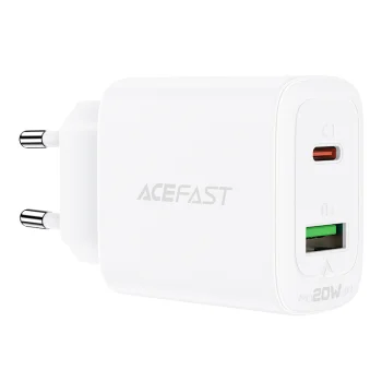 Acefast A25 tīkla lādētājs USB Type-C / USB-A 20W, balts