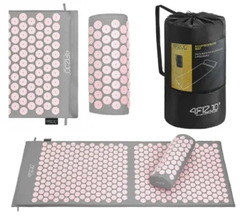 4Fizjo 433 XL Akupresūras paklājiņš ar spilvenu, 110x42 cm, pelēks/rozā