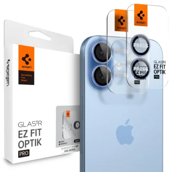 Spigen Optik Pro GLAS.TR EZ Fit kameras aizsargstikls (2 gab.) iPhone 16 / 16 Plus / 17, zils