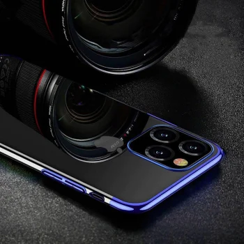 Vāciņš Samsung Galaxy S22 Ultra, Clear Color 0.3mm TPU, caurspīdīgs ar zilu rāmi
