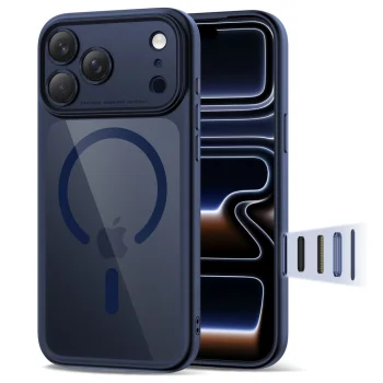 Tech-Protect Magpeak Magsafe CC vāciņš priekš iPhone 17 Pro Max, zils/caurspīdīgs