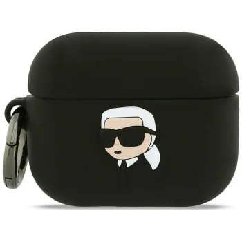 Karl Lagerfeld Silicone Karl Head 3D maciņš priekš AirPods Pro 3, melns