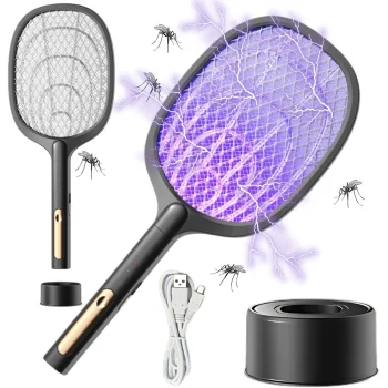 Elektriskā mušu pletne ar UV lampu un statīvu, melna
