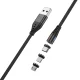 Maxlife MXUC-02 magnētiskais kabelis 3in1 USB uz Lightning/USB-C/microUSB 1m 2A, Melns