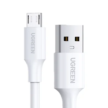 Ugreen US289 Micro USB uz USB-A kabelis, 3A, 2m, Balts