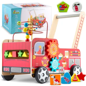 Koka Stūmjamais Stūmējs Staigulis "Ugunsdzēsēju brigāde" RK-873 Ricokids | Wooden Push Walker